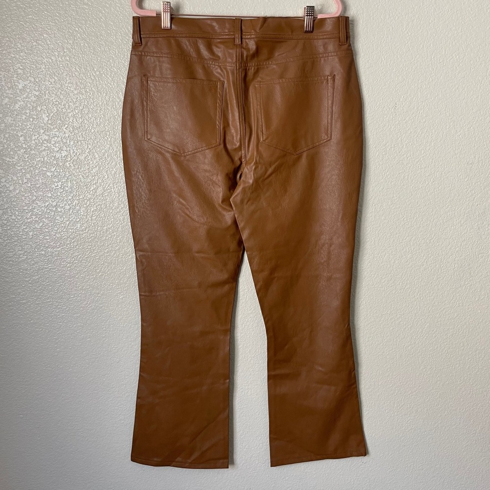 PAIGE Pants Womens Size 32 Brown Claudine Vegan Faux Leather Flare High Rise NEW - Picture 8 of 12
